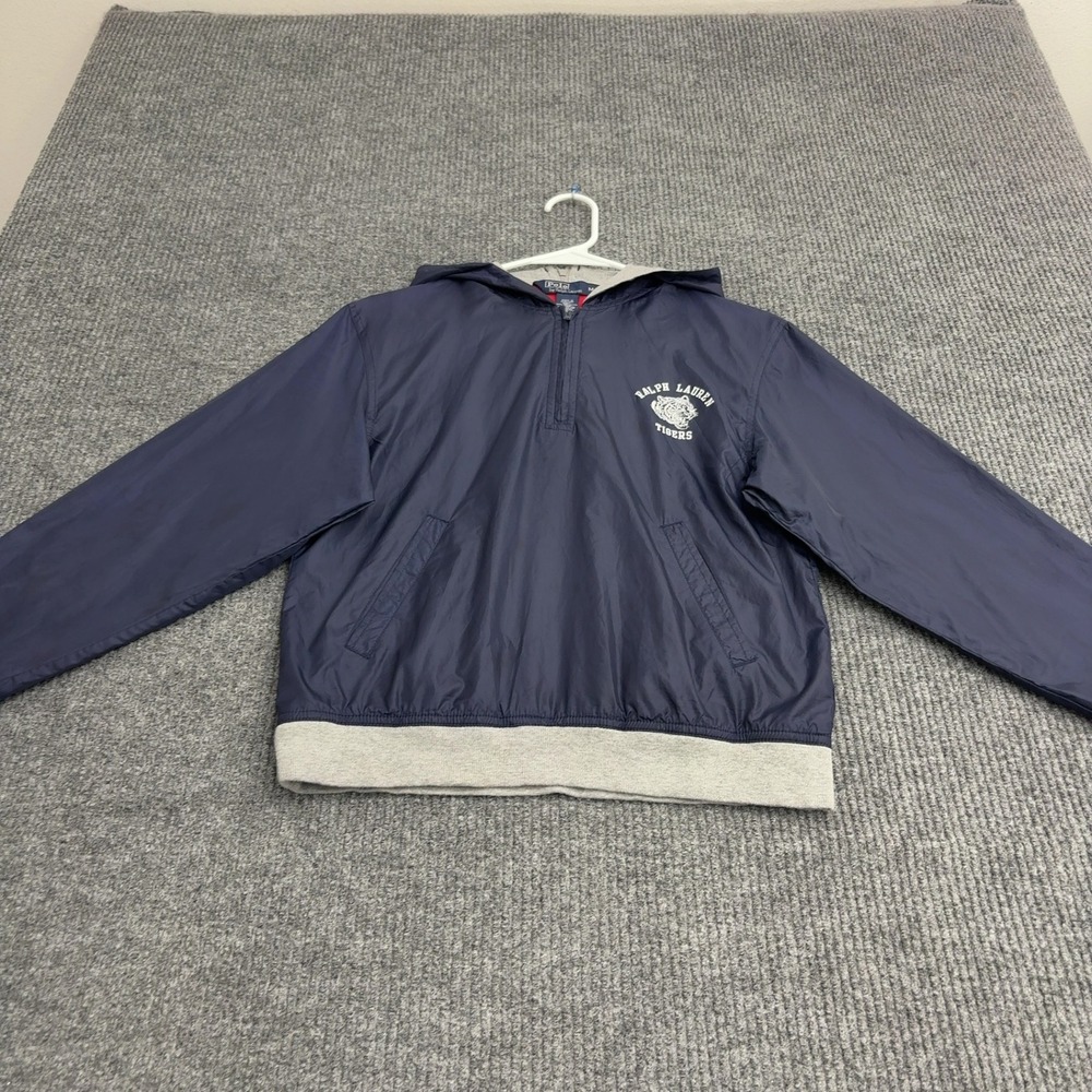 Vintage Tigers Polo Ralph Lauren Windbreaker Mens M Navy Polyester Quarter Zip 7